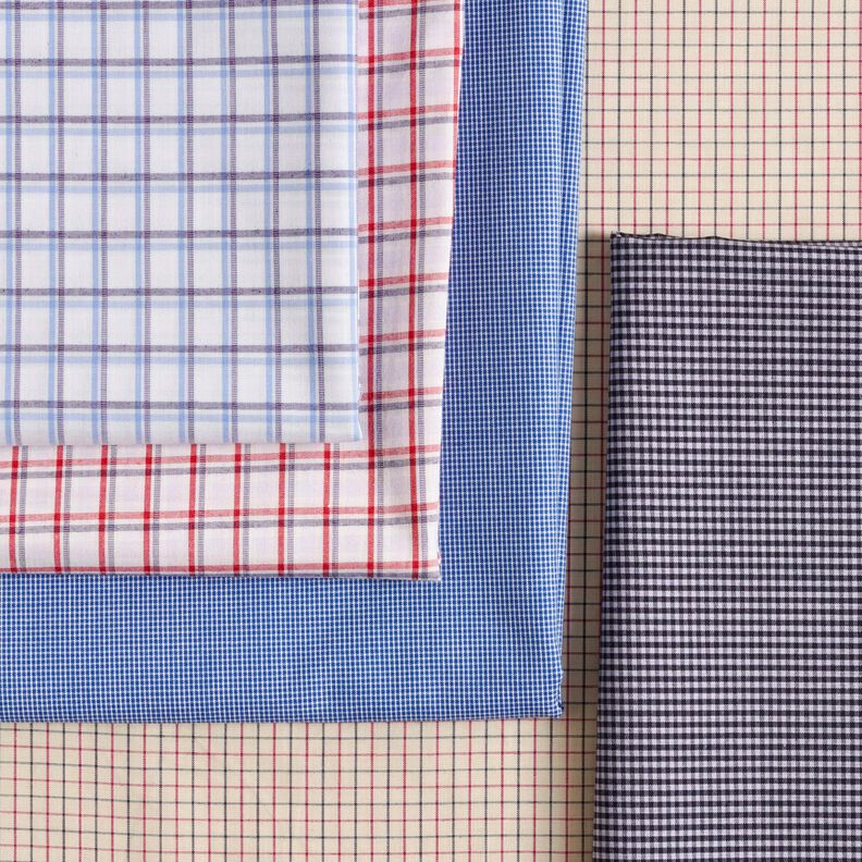 Tissu pour chemise à mini carreaux – blanc/bleu jean,  image number 5
