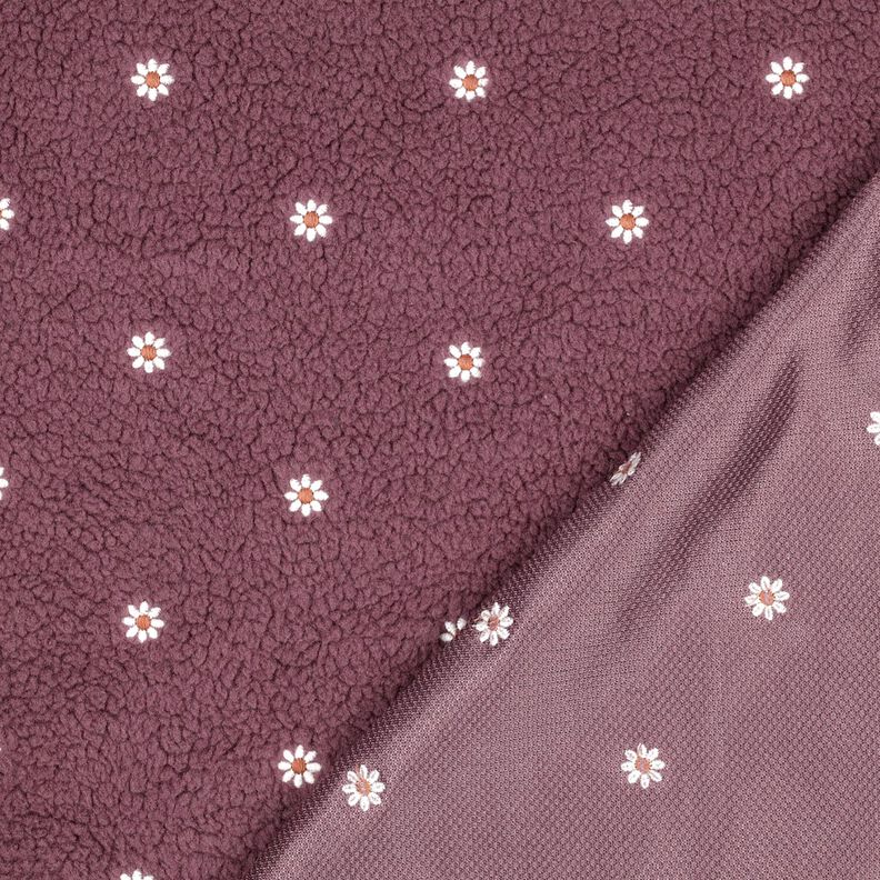 Tissu teddy Petites fleurs brodées | Poppy Fabrics – vieux rose foncé, image number 4