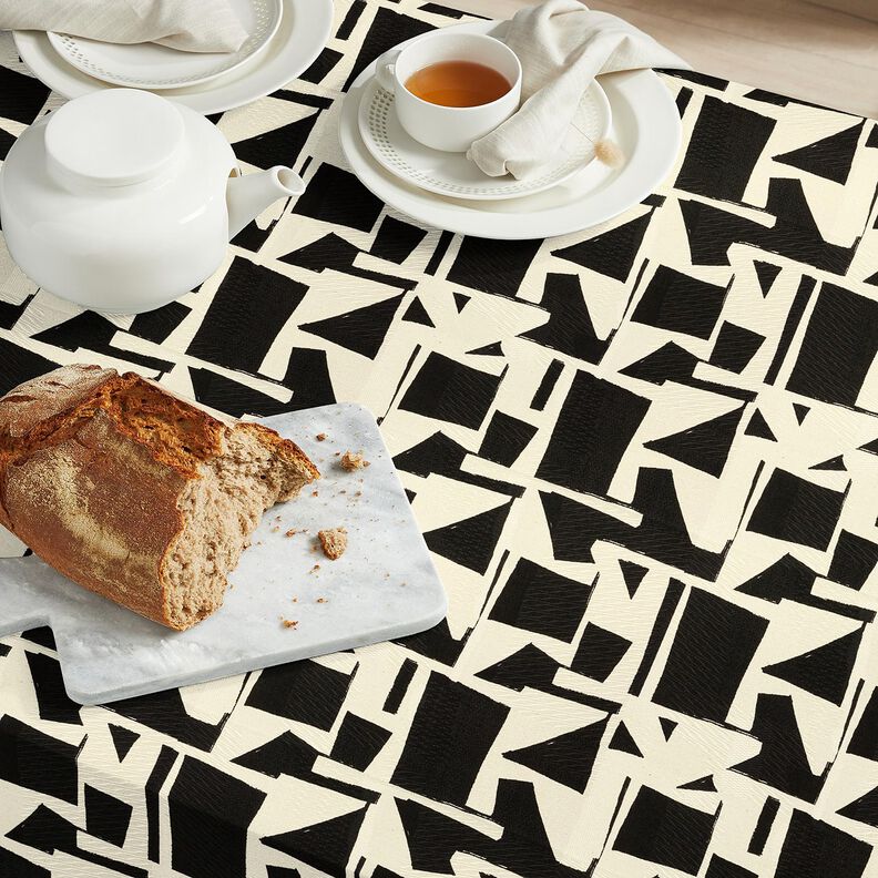 Tissu de décoration Jacquard Texture abstraite – noir/écru,  image number 8