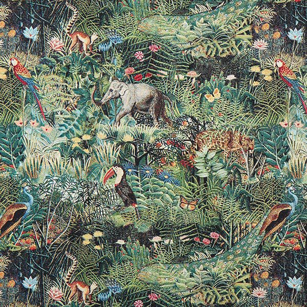 Tissu de décoration Gobelin jungle – noir/vert foncé, image number 1