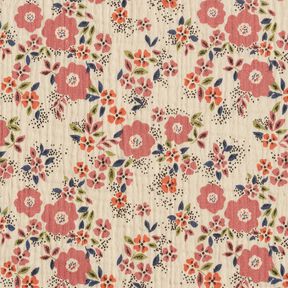 Tissu double gaze de coton Mer de fleurs – taupe clair, 