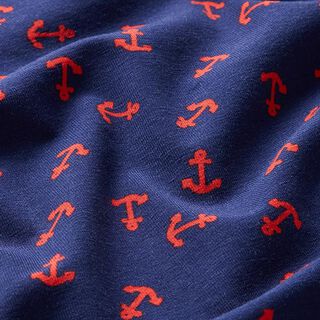Jersey coton Petite ancre – bleu marine/rouge feu, 