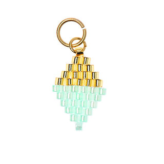 Pendentif Brick Stitch Losange [10 mm  x 15 mm] | Rico Design – or métallique/bleu, 
