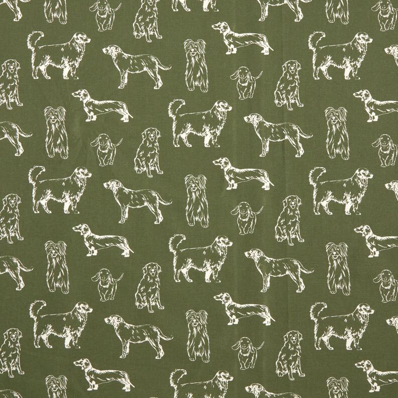 Tissu de décoration Canvas Chiens – pin foncé/crème, image number 1