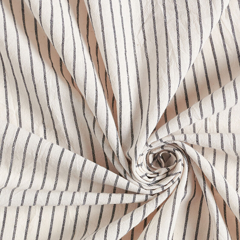Tissu pour chemisier Coton mélangé larges rayures – écru/noir, image number 3