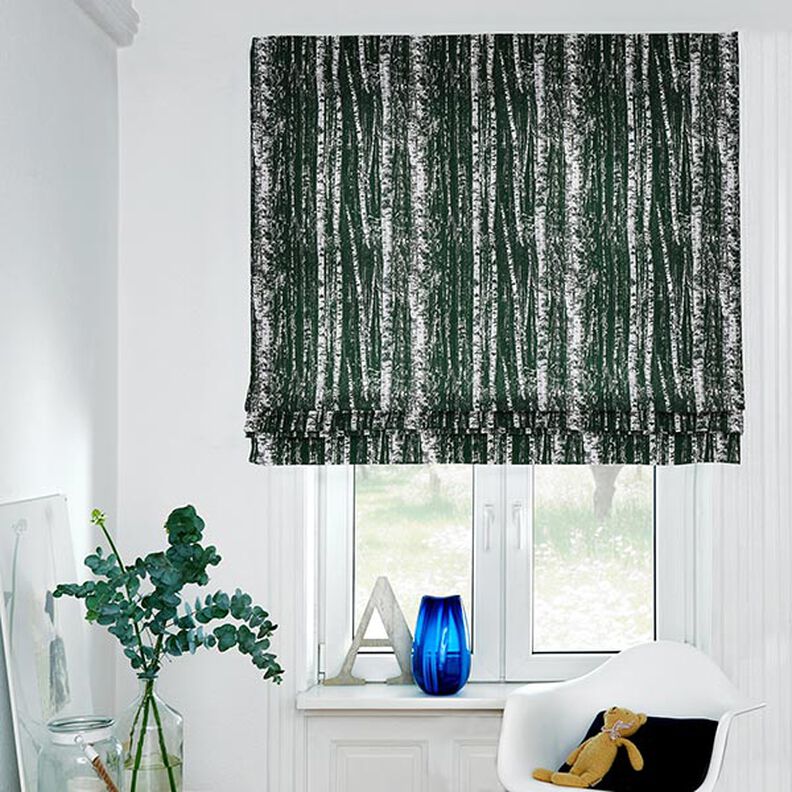 Tissu de décoration Semi-panama forêt de bouleaux – noir/blanc,  image number 7