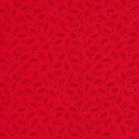 Tissu en coton Popeline Branches festives – rouge foncé, 