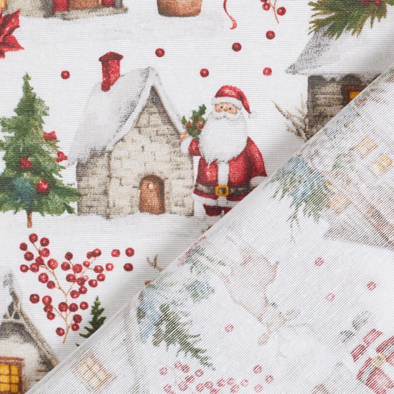 Tissu de décoration Canvas Village d'hiver – blanc/rouge foncé, image number 4