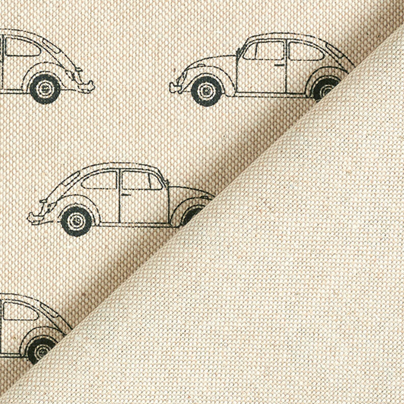Tissu de décoration Semi-panama coccinelle mini VW – nature/noir,  image number 4