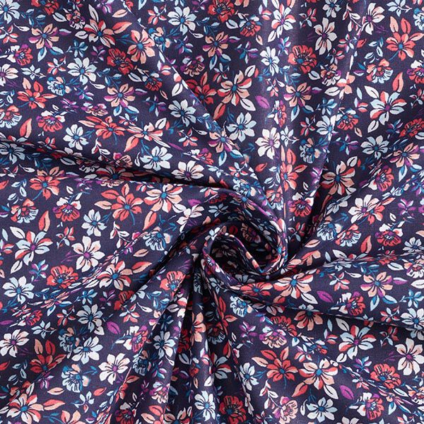 Tissu en coton Cretonne Petites fleurs – homard/bleu marine,  image number 3