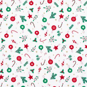 Tissu en coton Cretonne Décoration de Noël – blanc/vert, 