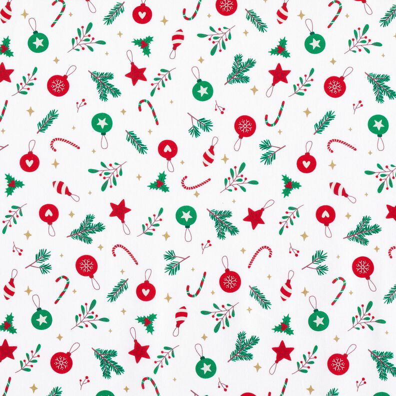 Tissu en coton Cretonne Décoration de Noël – blanc/vert,  image number 1