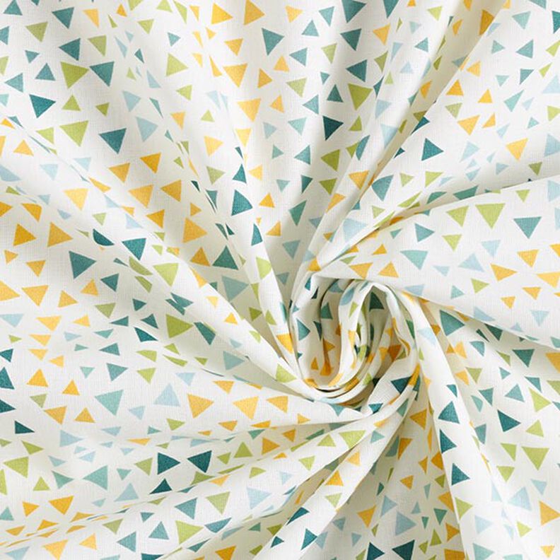 Popeline coton triangles colorés – blanc,  image number 3