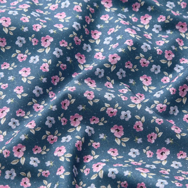 Tissu en coton Popeline feine Blüten – bleu/violet pastel,  image number 2