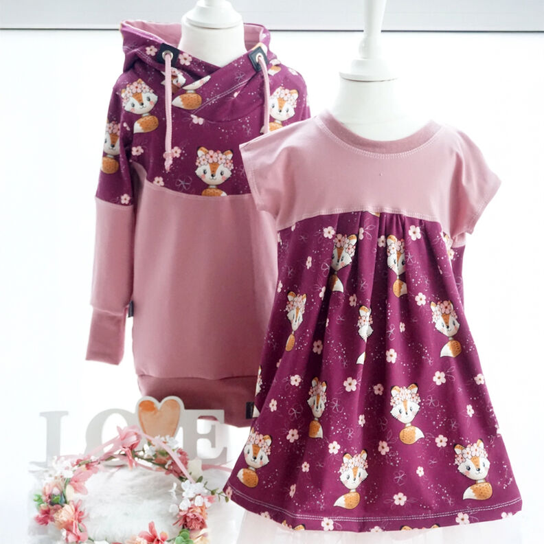Jersey coton Renard et fleurs | Glitzerpüppi – raisin/orange pêche,  image number 5