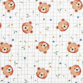Popeline coton Tissu peluche à carreaux Impression numérique – blanc/roseau, 