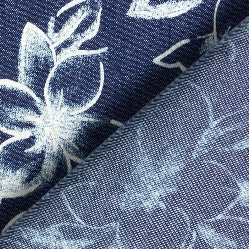 Chambray Fleurs d'été – bleu marine/écru,  image number 4
