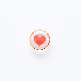 Bouton à queue cœur avec rebord doré [ Ø 11 mm ] – rouge/or, 