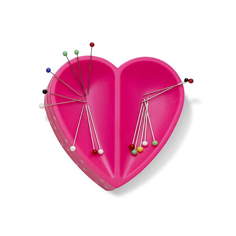 Coussin à épingles magnétique cœur [ Dimensions :  80  x 80  x 26 mm  ] | Prym Love – rose vif,  image number 1