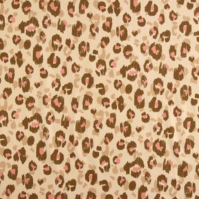 Popeline coton Motif léopard – amande/vieux rose, 