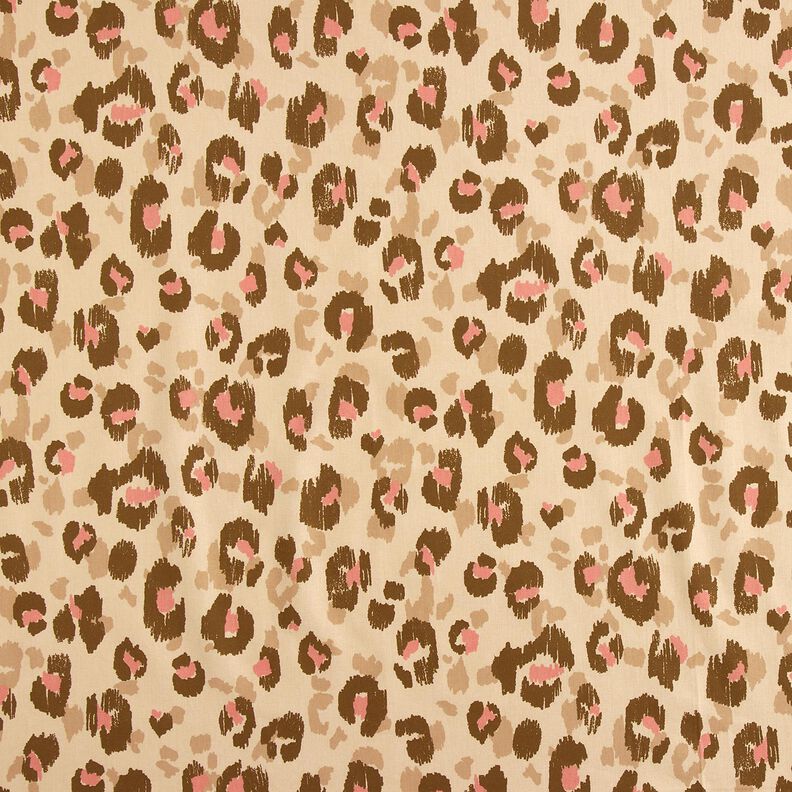 Popeline coton Motif léopard – amande/vieux rose,  image number 1