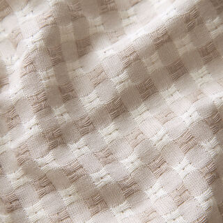 Tissu en coton à carreaux structurés – blanc/noix de cajou, 