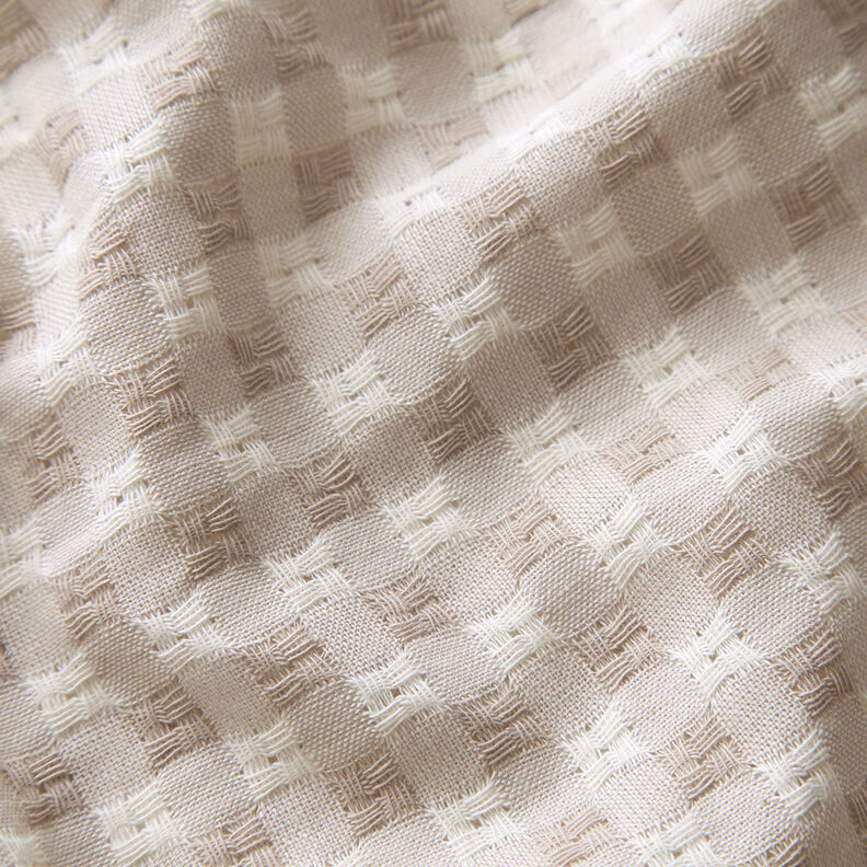 Tissu en coton à carreaux structurés – blanc/noix de cajou,  image number 2