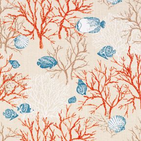 Tissu de décoration Panama Récif de corail – beige clair/terre cuite, 