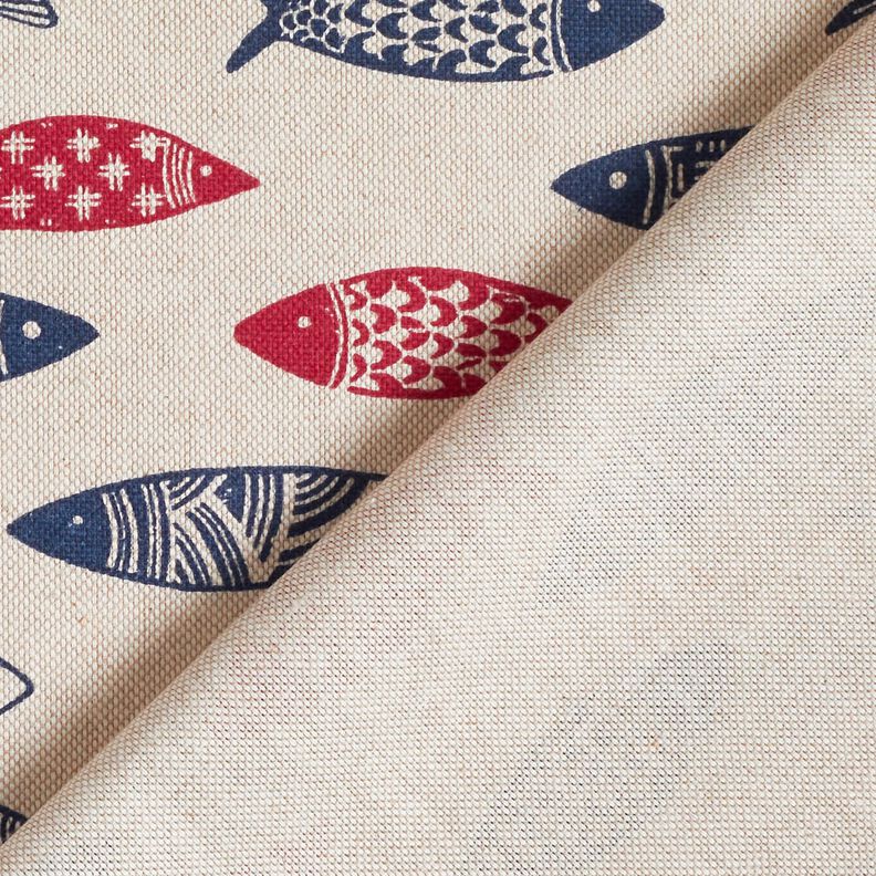 Tissu de décoration Semi-panama Banc de poissons abstrait – baies/nature,  image number 4