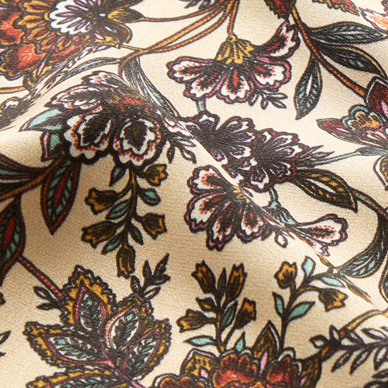 Satin de viscose Fleurs Paisley – noix de cajou, image number 2