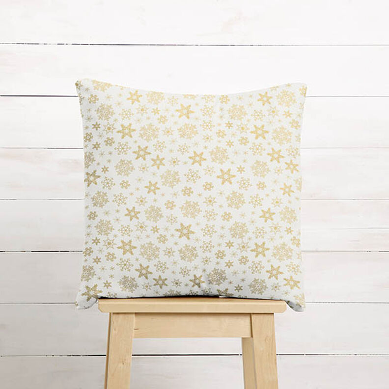 Tissu en coton Popeline Cristaux de neige – écru/or, image number 8