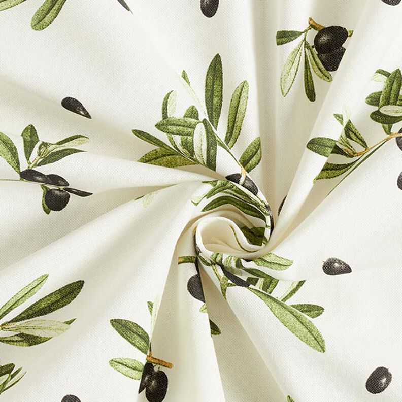Tissu de décoration Semi-panama Olives – écru/olive foncé,  image number 4
