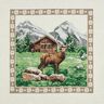 panneau décoratif Gobelin Cerf et refuge de montagne – marron/vert,  thumbnail number 1
