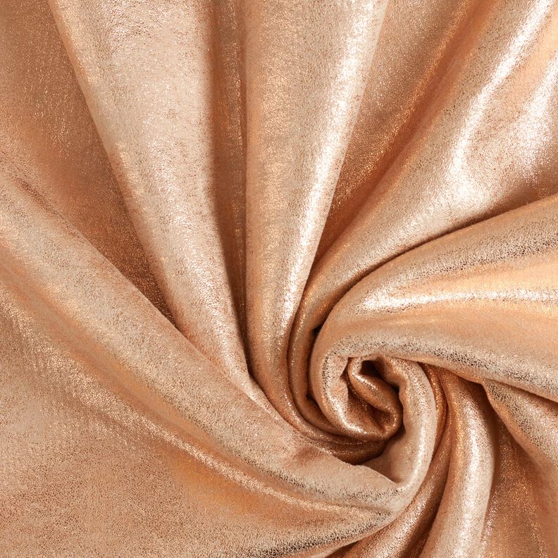 Tissu pour manteau côté fourrure et reflets dorés – noix de cajou/or rose métallisé,  image number 1