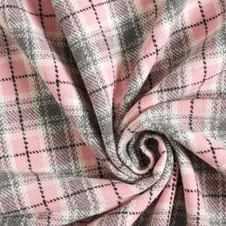 Tissu pour manteau carreaux – rose/gris clair,  image number 3
