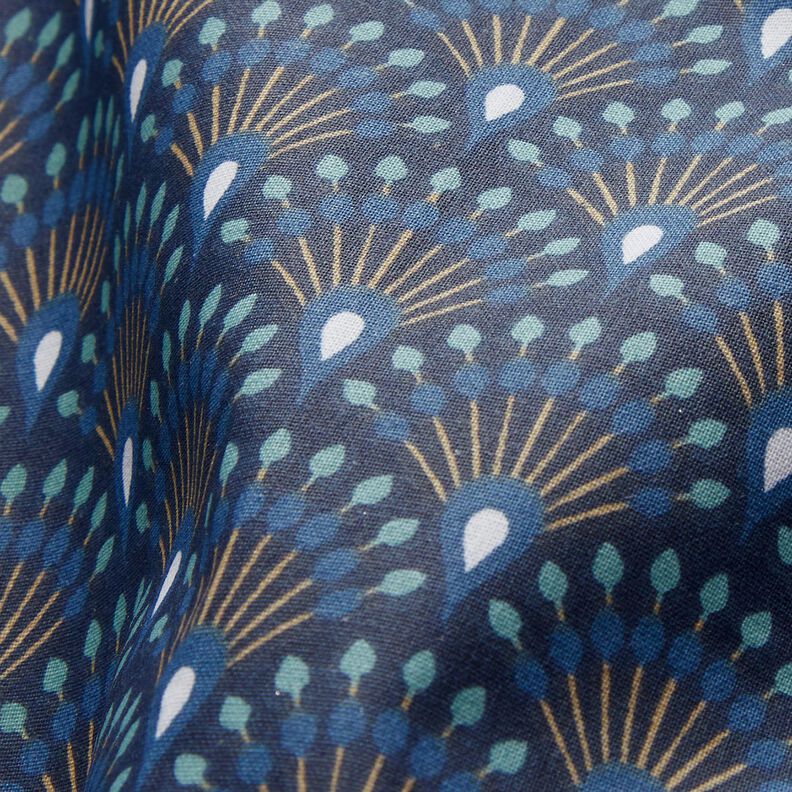 Coton enduit Éventail look paon – bleu, image number 3