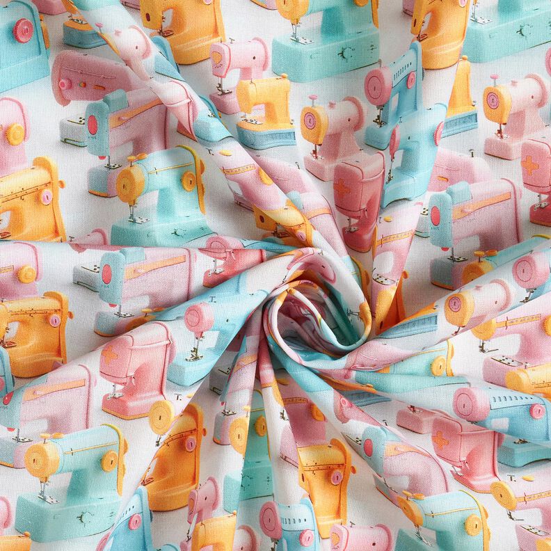 Tissu en coton Popeline machines à coudre colorées – rose clair/turquoise clair, image number 3