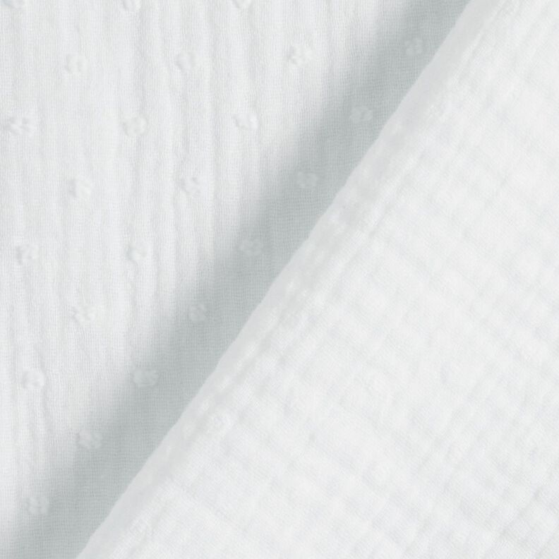 Tissu double gaze de coton dobby – blanc,  image number 4