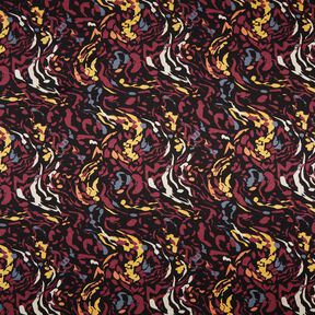 Jersey viscose Touches de couleur abstraites – noir/rouge bordeaux, 