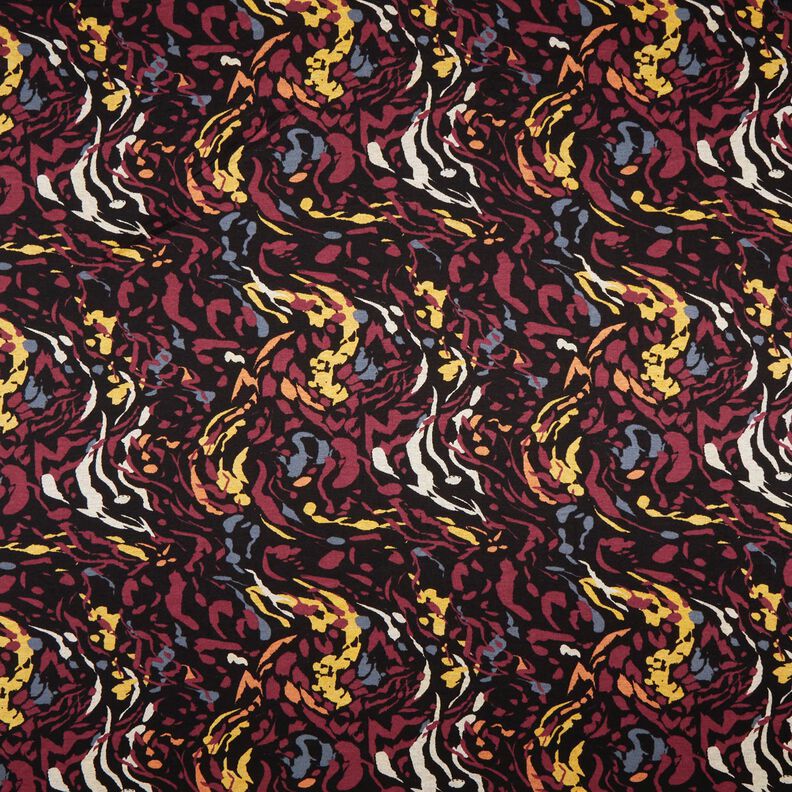 Jersey viscose Touches de couleur abstraites – noir/rouge bordeaux,  image number 1