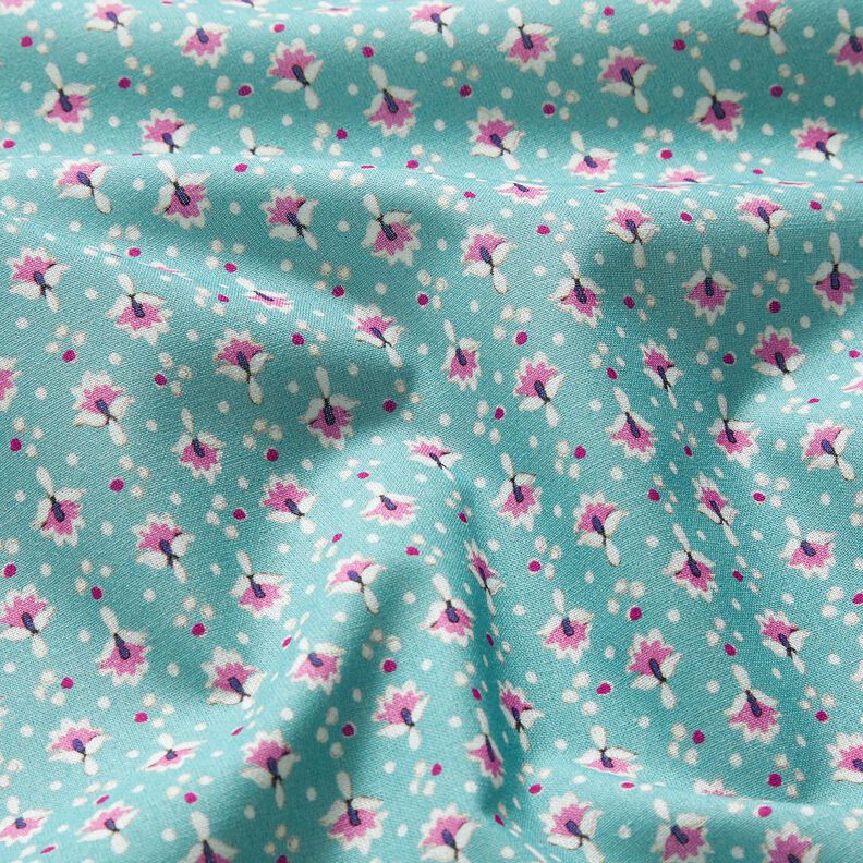Tissu en coton Popeline petits ornements – vert menthe/violet pastel – menthe/violet pastel, image number 2