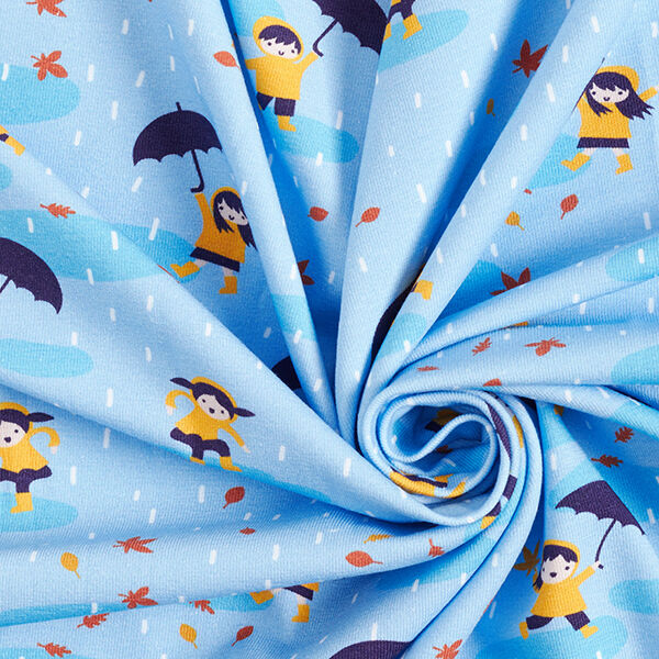 Jersey coton Jour de pluie Impression numérique | PETIT CITRON – bleu bébé – Échantillon,  image number 3