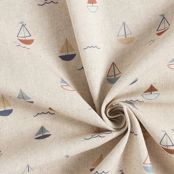 Tissu de décoration Semi-panama Voyage en bateau – nature/bleu,  image number 3