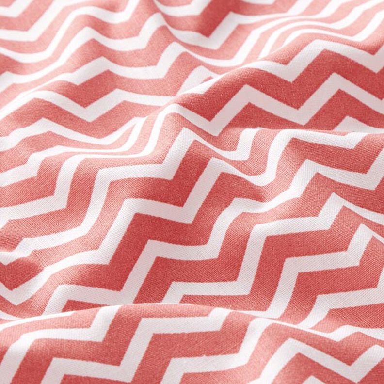 Tissu en coton Cretonne Zigzag – terre cuite/blanc,  image number 2
