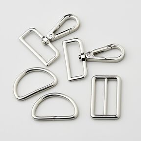 Accessoires pour sacs Set [ 5-pi&egrave;ces | 38 mm] &ndash; argent m&eacute;tallis&eacute;, 