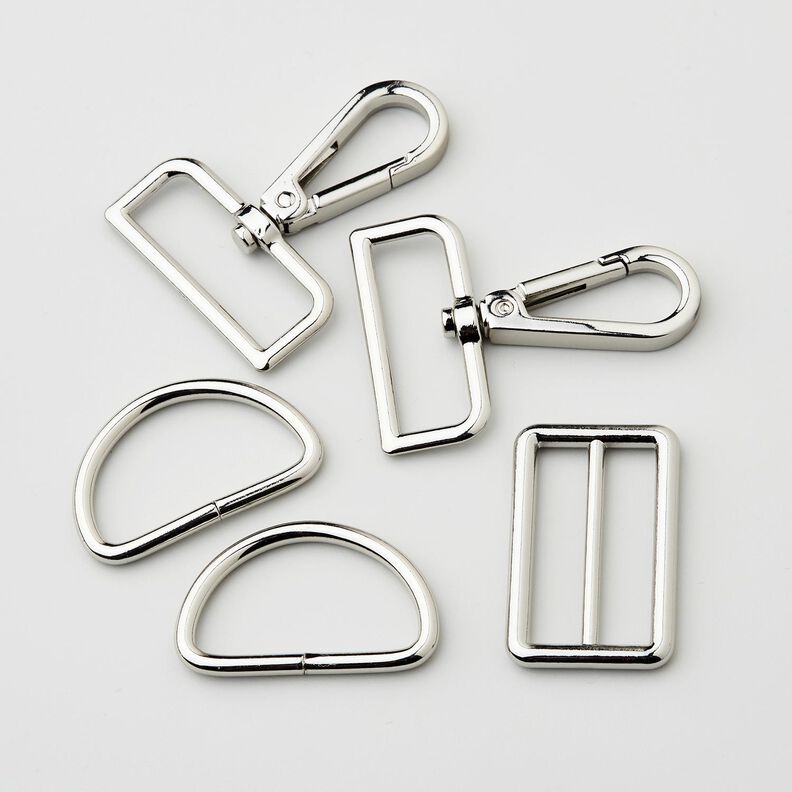 Accessoires pour sacs Set [ 5-pi&egrave;ces | 38 mm] &ndash; argent m&eacute;tallis&eacute;,  image number 1