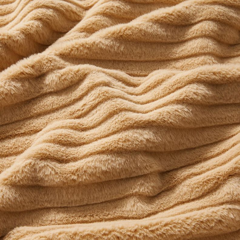 Fausse fourrure à larges rayures horizontales – beige,  image number 2