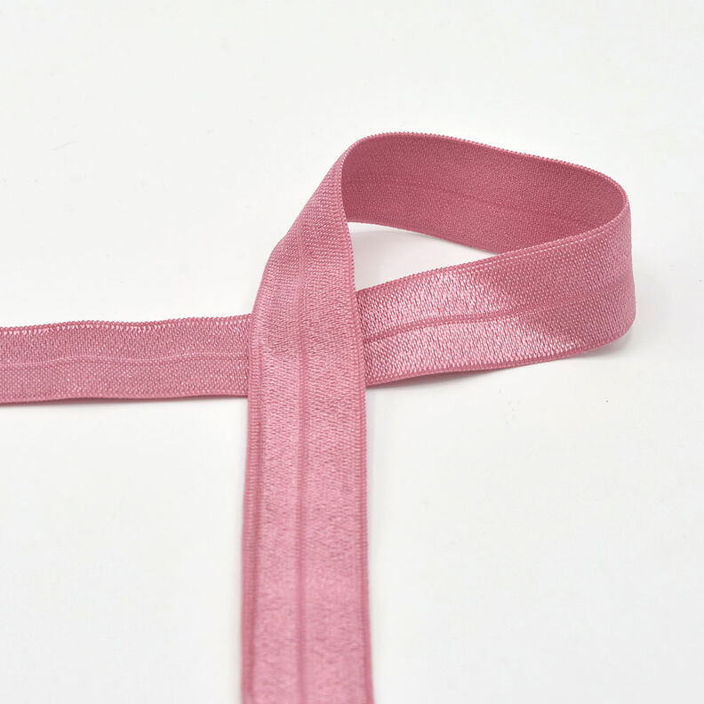 Biais élastique (pré-plié) brillant [20 mm] – vieux rose foncé,  image number 1