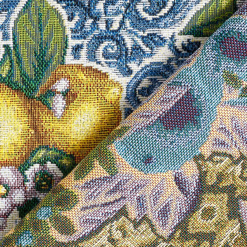 Tissu de décoration Gobelin fleur de citronnier – bleu/vert,  image number 4
