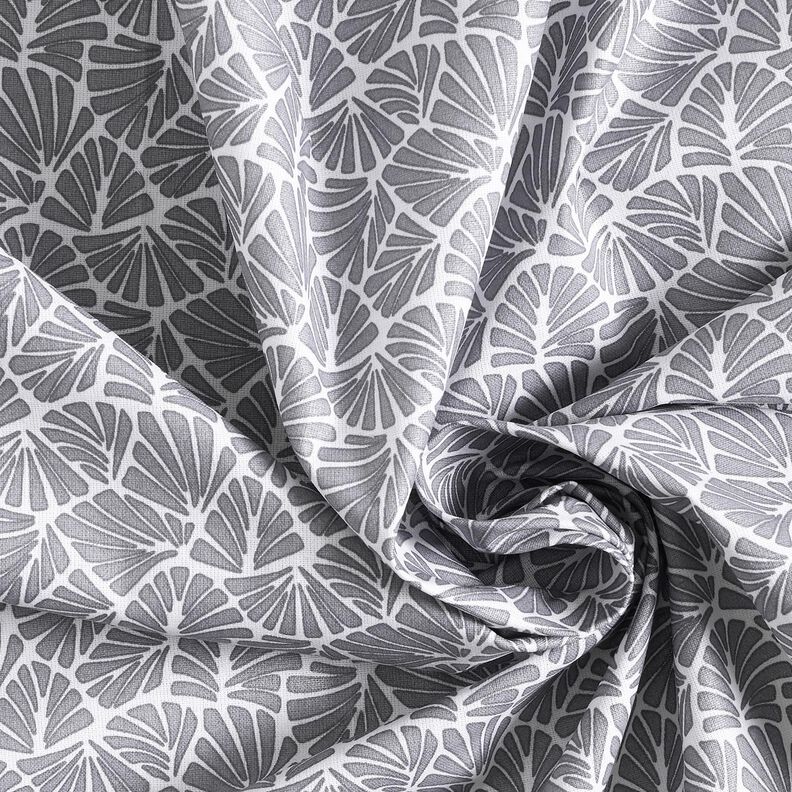 Coton enduit Mini feuilles abstraites – gris/blanc, image number 4
